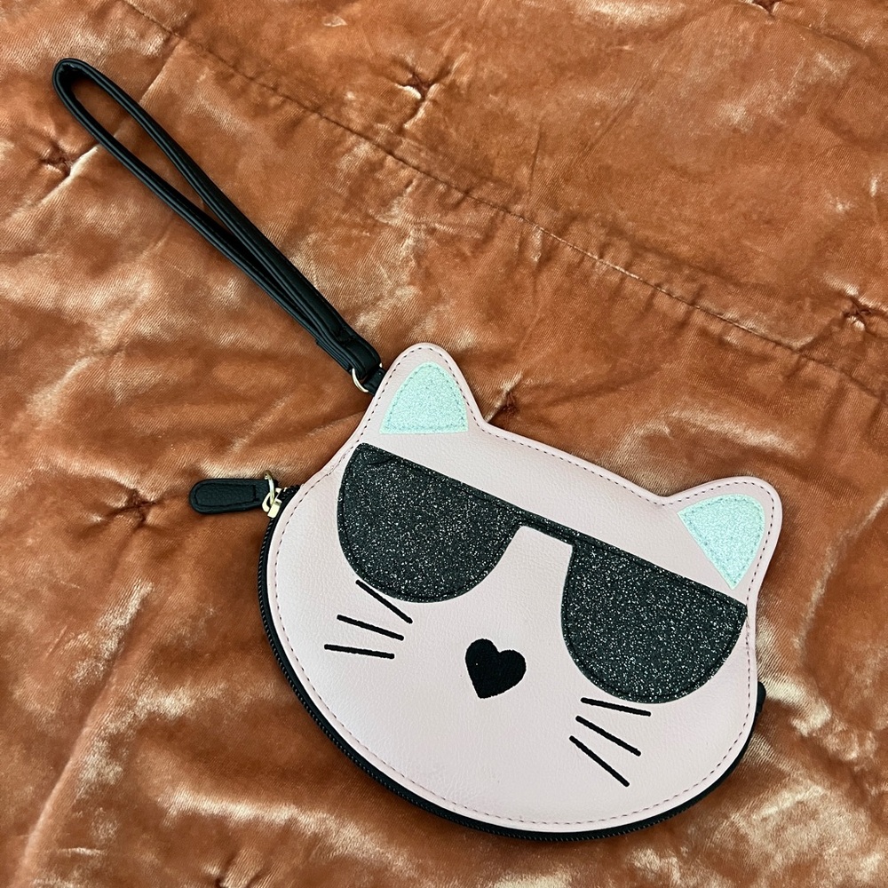 Betsey Johnson Cat Face Wristlet with Sunglasses